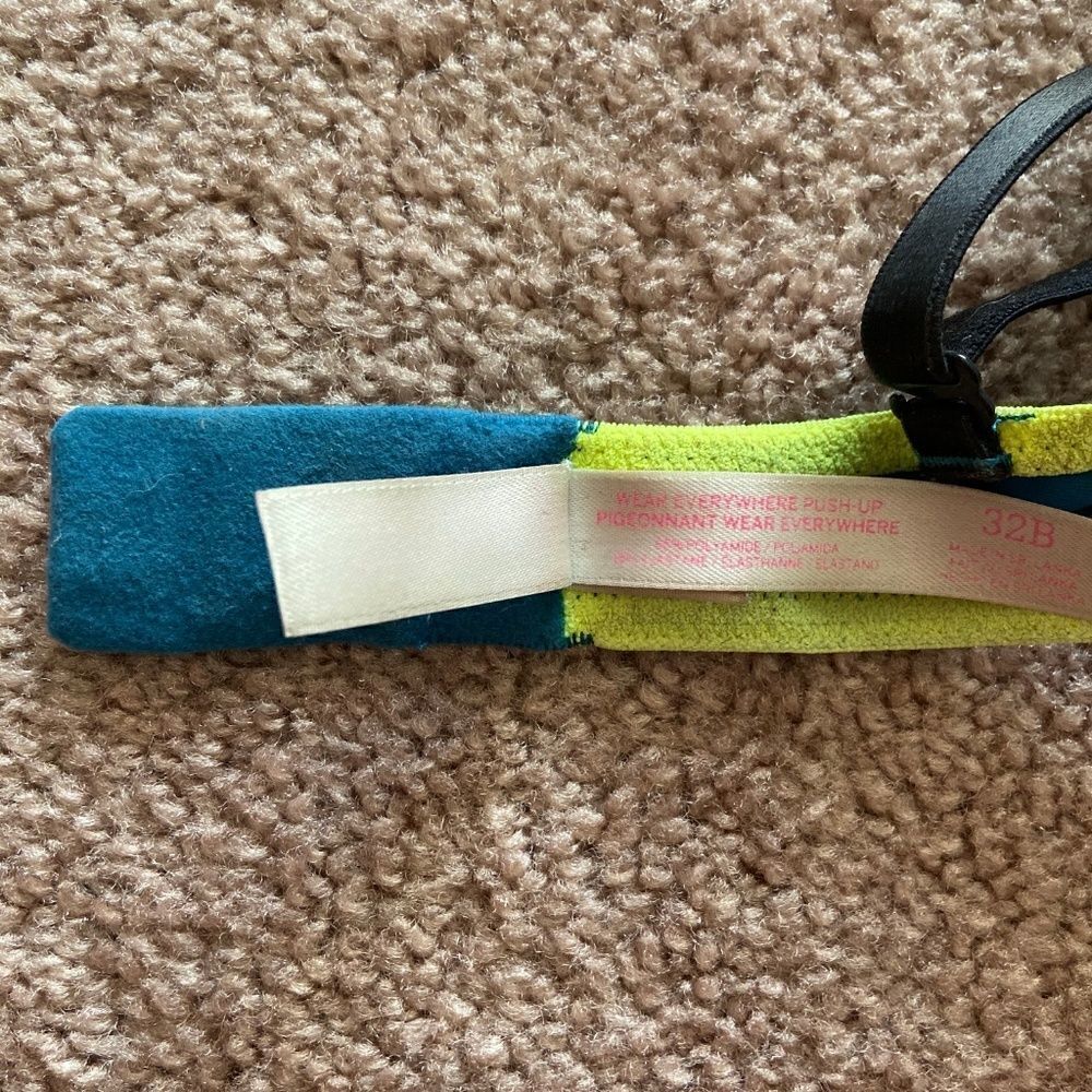 VS Blue & Neon Yellow Push-Up Bra - Picture 4 of 4